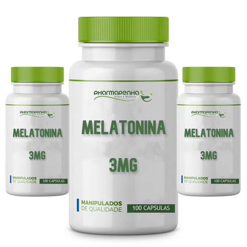 3 Potes Melatonina 3mg 100 Cápsulas cada