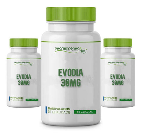 3 Potes Evodia 30mg 60 Cápsulas Cada