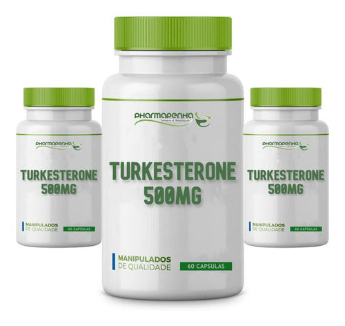3 Potes Turkesterone 500mg 60 Cápsulas Cada
