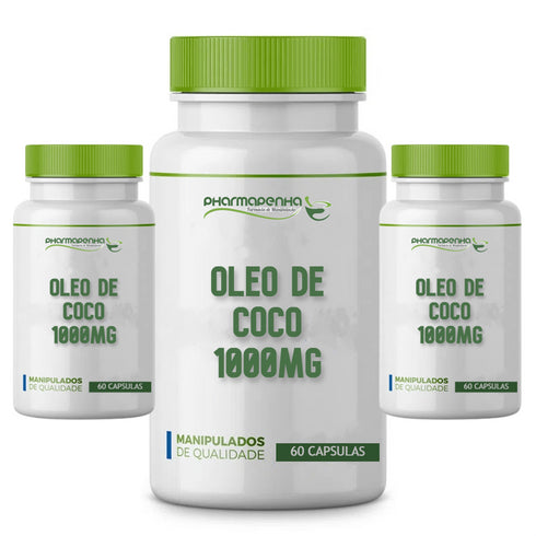 3 Potes Óleo de Coco 1000mg 60 Cápsulas cada