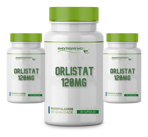 3 Potes Orlistat 120mg 30 Cápsulas Cada