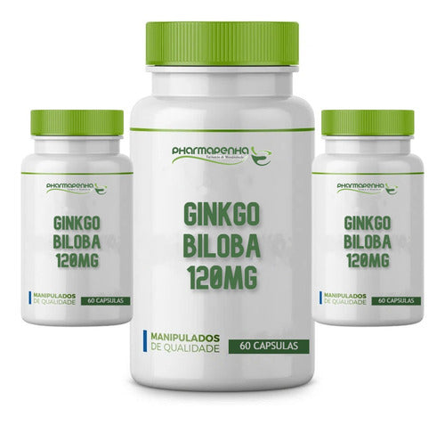 3 Potes Ginkgo Biloba 120mg 60 Cápsulas Cada