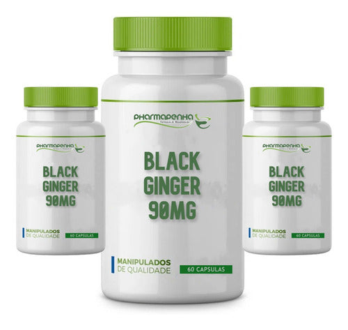 3 Potes Black Ginger 90mg 60 Cápsulas Cada