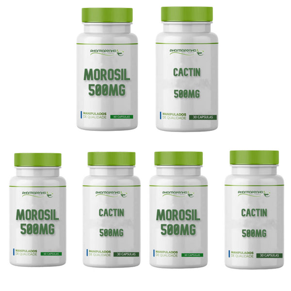 3 Potes Morosil® 500mg 60 Cápsulas + Cactin 500mg 30 Cápsulas cada