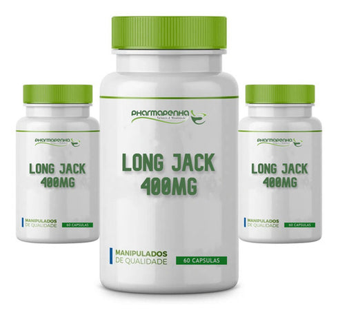3 Potes Long Jack 400mg 60 Cápsulas Cada