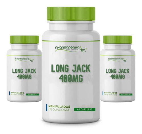 3 Potes Long Jack 400mg 60 Cápsulas Cada
