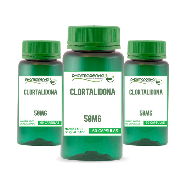 3 Potes Clortalidona 50mg 60 Cápsulas cada