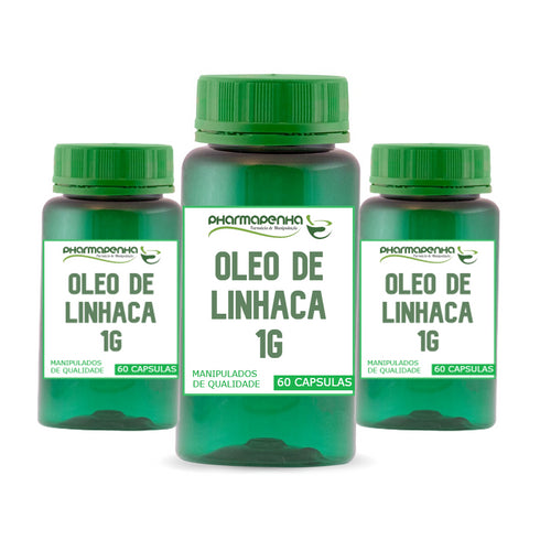 3 Potes Óleo De Linhaça 1g 60 Cápsulas cada
