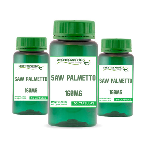 3 Potes Saw Palmetto 160mg 60 Cápsulas cada