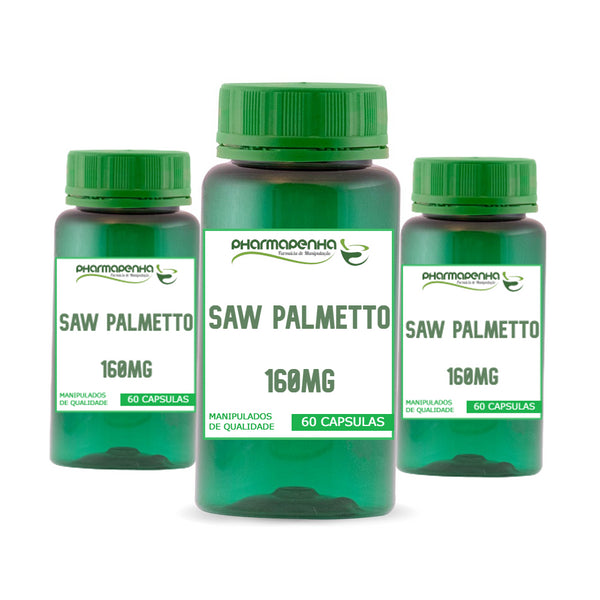 3 Potes Saw Palmetto 160mg 60 Cápsulas cada