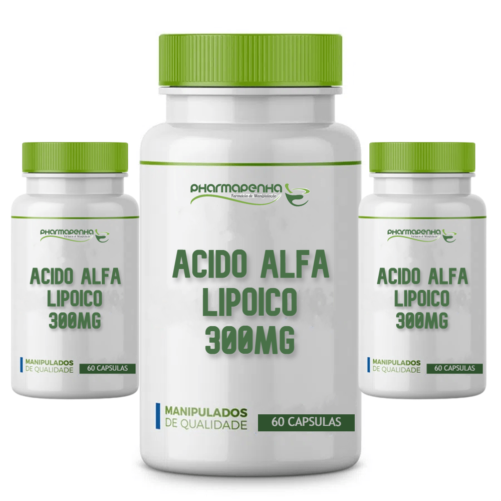 3 Potes Ácido Alfa Lipóico 300mg 60 Cápsulas cada