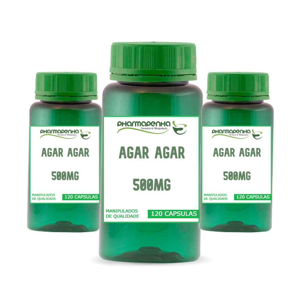 3 Potes Agar Agar 500mg 60 Cápsulas cada