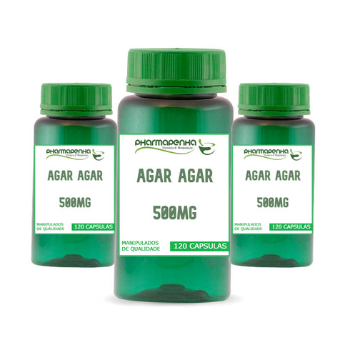 3 Potes Agar Agar 500mg 60 Cápsulas cada