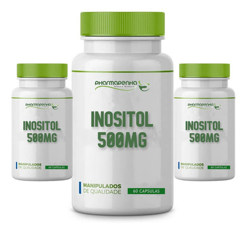 3 Potes Inositol 500mg 60 Cápsulas Cada