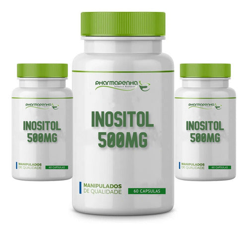 3 Potes Inositol 500mg 60 Cápsulas Cada