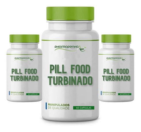 3 Potes Pill Food Turbinado 60 Cápsula