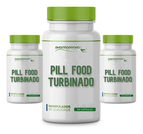 3 Potes Pill Food Turbinado 60 Cápsula