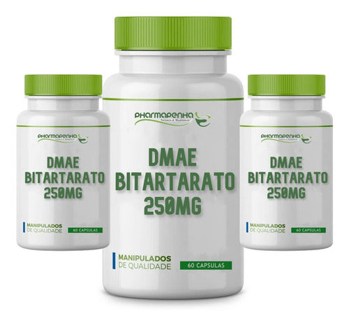 3 Potes Dmae Bitartarato 250mg 60 Cápsulas Cada