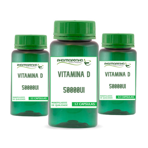 3 Potes Vitamina D 50.000ui 12 Cápsulas cada