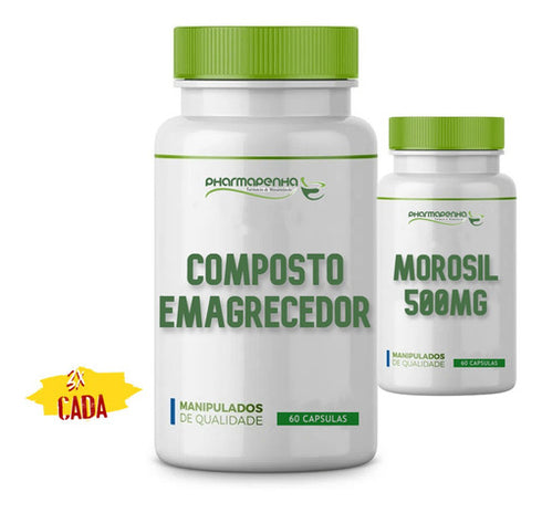 3 Potes Morosil 500mg 60 Cápsulas + 3 Potes Composto Emagrec