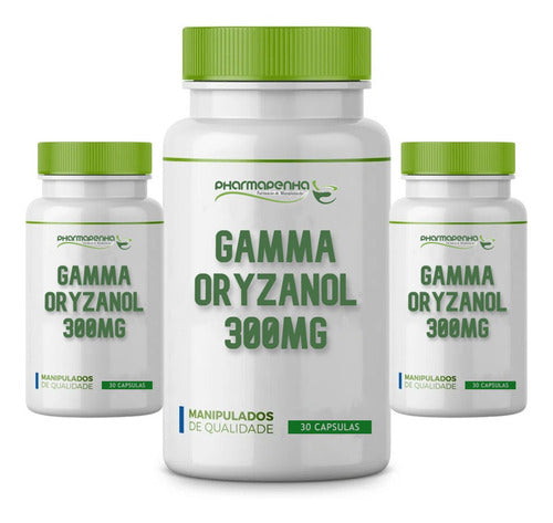 3 Potes Gamma Oryzanol 300mg 30 Cápsulas Cada