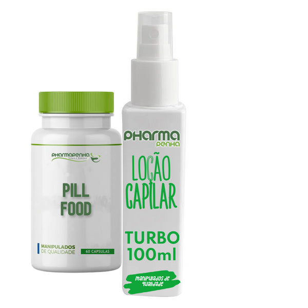 Loção Cabelo e Barba Turbo 100ml + Pill Food 60 Cápsulas