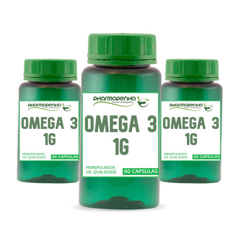 3 Potes Ômega 3 1G 60 Cápsulas cada