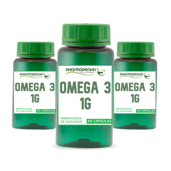 3 Potes Ômega 3 1G 60 Cápsulas cada