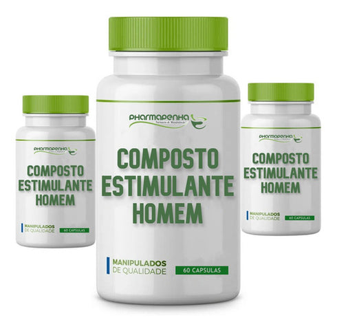 3 Potes Composto Estimulante Homem 60 Cápsulas Cada