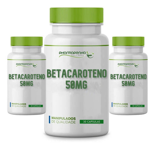 3 Potes Betacaroteno 50mg 30 Cápsulas Cada