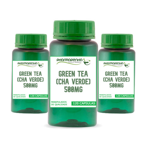 3 Potes Chá Verde (Green Tea) 500mg 60 Cápsulas cada