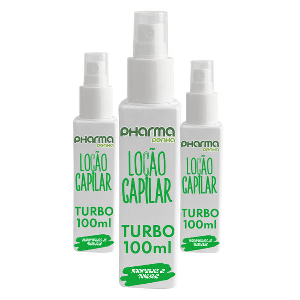3 Frascos Loção Cabelo e Barba Turbo 100ml cada