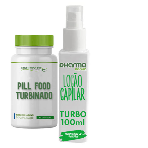 Loção Cabelo e Barba Turbo 100ml + Pill Food Turbinado 60 Cápsulas