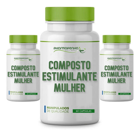 3 Potes Composto Estimulante Mulher 60 Cápsulas Cada