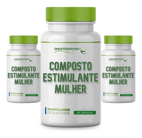 3 Potes Composto Estimulante Mulher 60 Cápsulas Cada