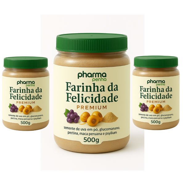 3 Potes Farinha da Felicidade Premium Pharmapenha 500g cada