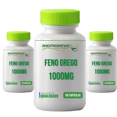 3 Potes Feno Grego 1000mg 60 cápsulas cada