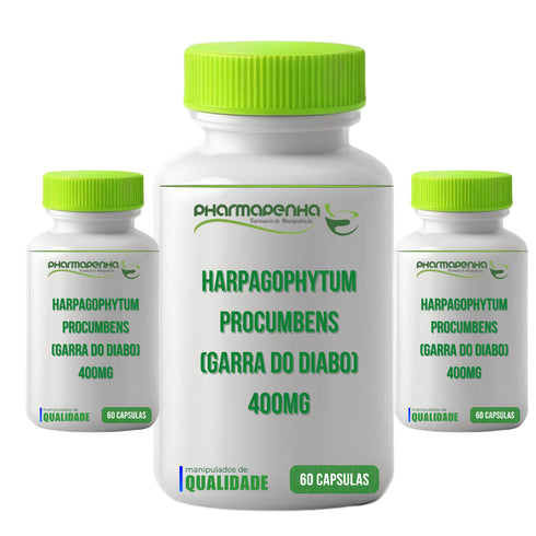3 Potes Harpagophytum Procumbens (Garra do Diabo) 400mg 60 capsulas cada