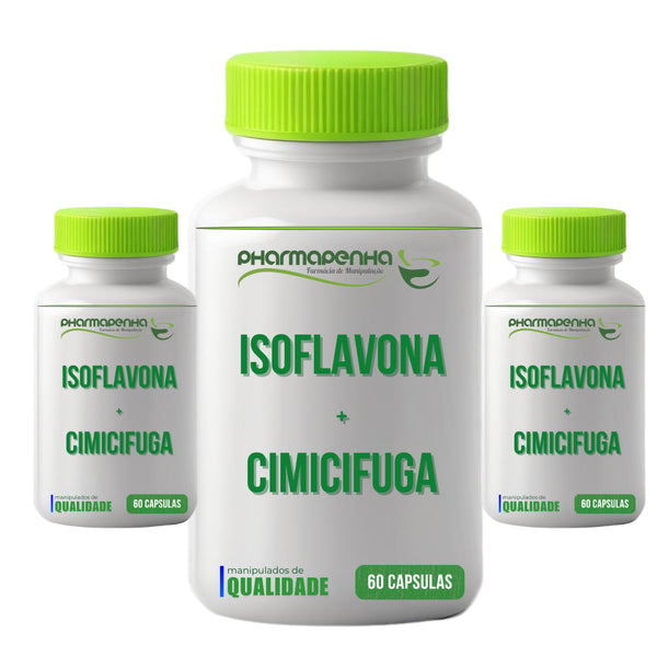 3 Potes Isoflavona 80mg + Cimicifuga 80mg 60 capsulas cada