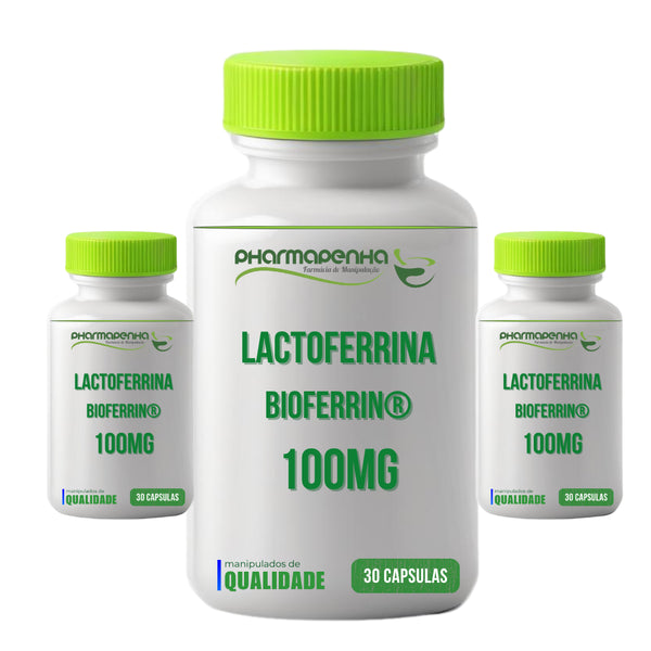 3 Potes Bioferrin® 100mg - Lactoferrina de Alta Pureza 30 Cápsulas cada