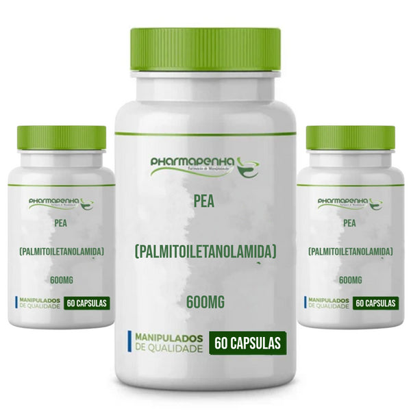 3 Potes PEA (Palmitoiletanolamida) 600mg 60 cápsulas cada