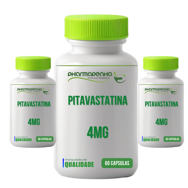 3 Potes Pitavastatina 4mg 60 cápsulas cada