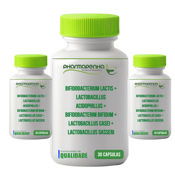 3 Potes Pool de Lactobacillus para Tratamento da Disbiose Intestinal (Emagrecimento) | B. bifidum + B. lactis + Associações 30 Cápsulas cada