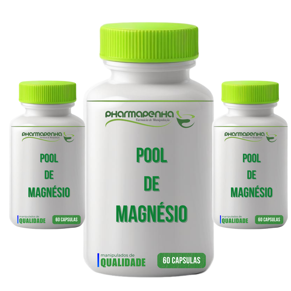 3 Potes Pool de Magnésio 60 capsulas cada