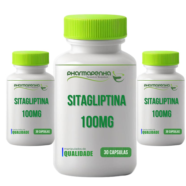 3 Potes Sitagliptina 100mg 30 cápsulas cada