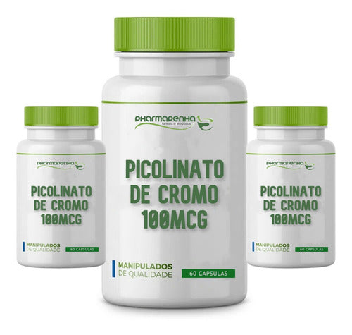 3 Potes Picolinato De Cromo 100 Mcg 60 Cápsulas