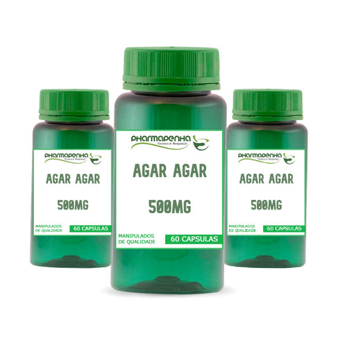 3 Potes Agar Agar 500mg 120 Cápsulas cada