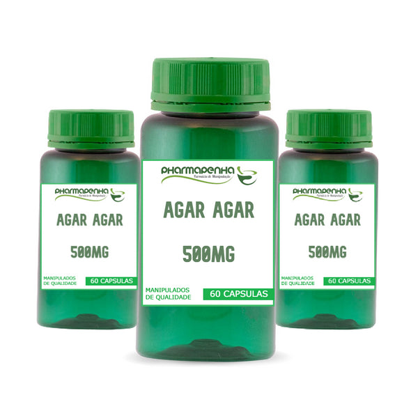 3 Potes Agar Agar 500mg 120 Cápsulas cada