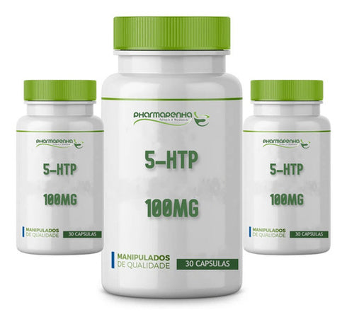 3 Potes 5-htp 100mg 30 Cápsulas Cada