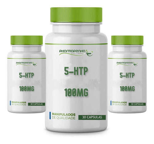 3 Potes 5-htp 100mg 30 Cápsulas Cada